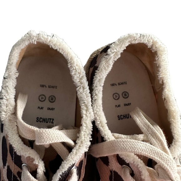Schutz | Luna Canvas Animal Print Espadrille Platform Sneakers Size 7.5 - Picture 9 of 11